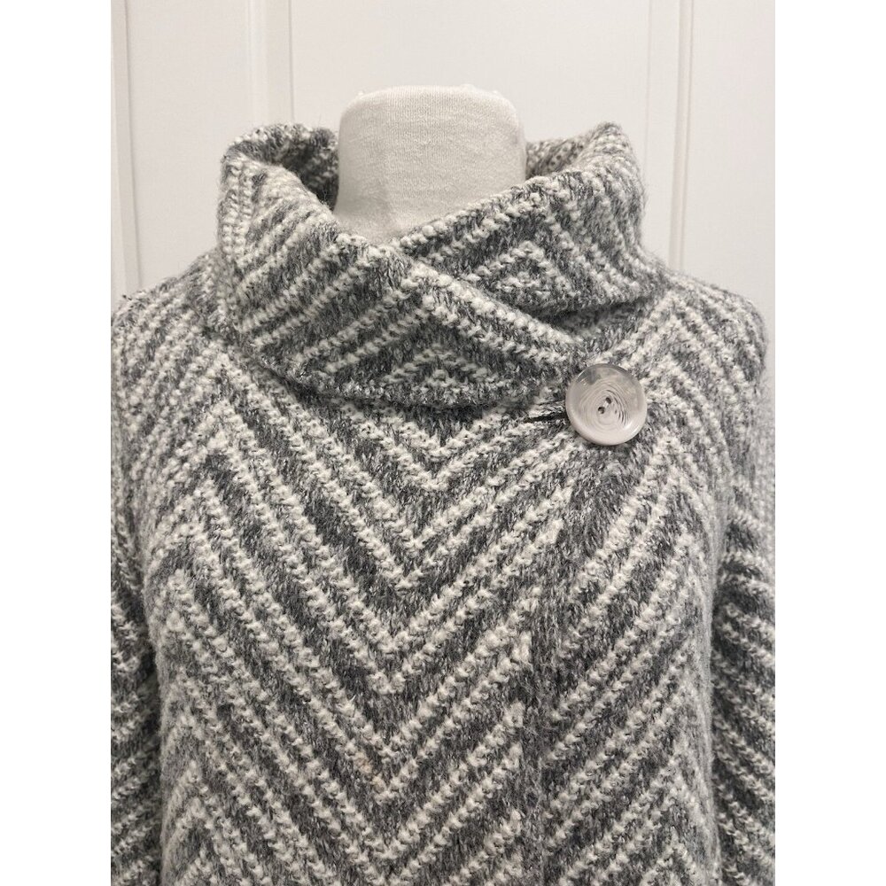 Mary Firenze Italian Made Wool Blend Chevron Cardigan Sweater Coat Size Small - Picture 2 of 10